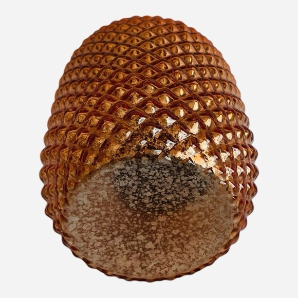 Pair of 5" Amber Diamond Point Glass Candle Holder Lanterns with Metal Handles - Picture 6 of 6